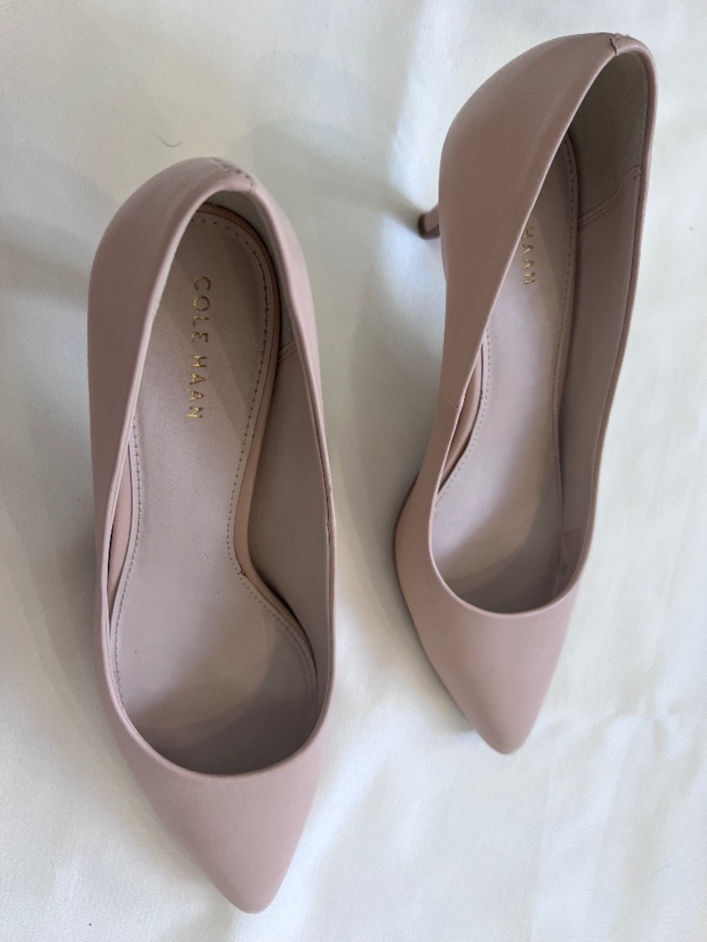 Cole Haan Nude Blush Leather Pointed-Toe Heels - Picture 2 of 7